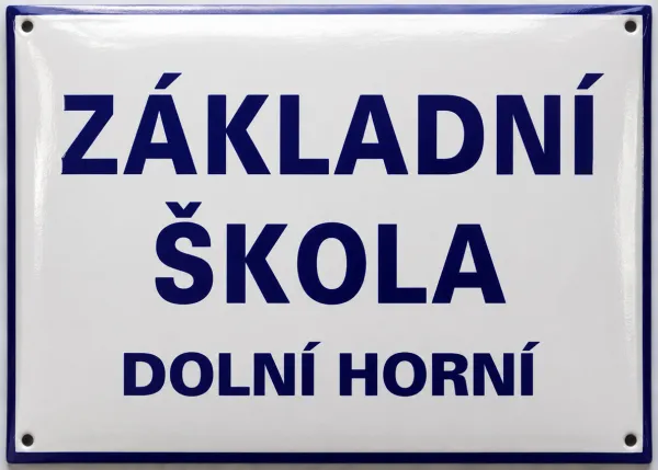 Smaltovaná cedule pro školu s názvem A1-skola 5